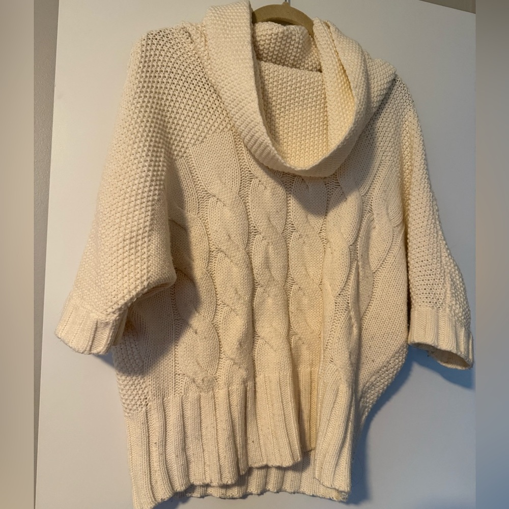 Express Cream Cowl Neck Short Sleeve Sweater. GUC - Picture 1 of 3